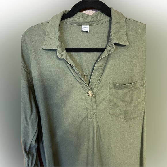 Old Navy Linen/Rayon Tunic/Mini Dress Green 3/4 Sleeve Size M - Picture 3 of 6